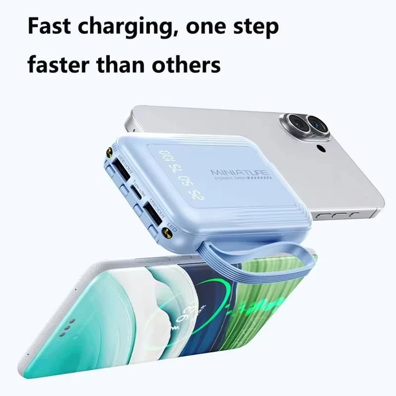 Lenovo Mini 500000mah Powerbank Super Fast Charging Led Digital Display 4 In 1 Built In Cables PowerBank For Iphone Samsung 2026 view 6