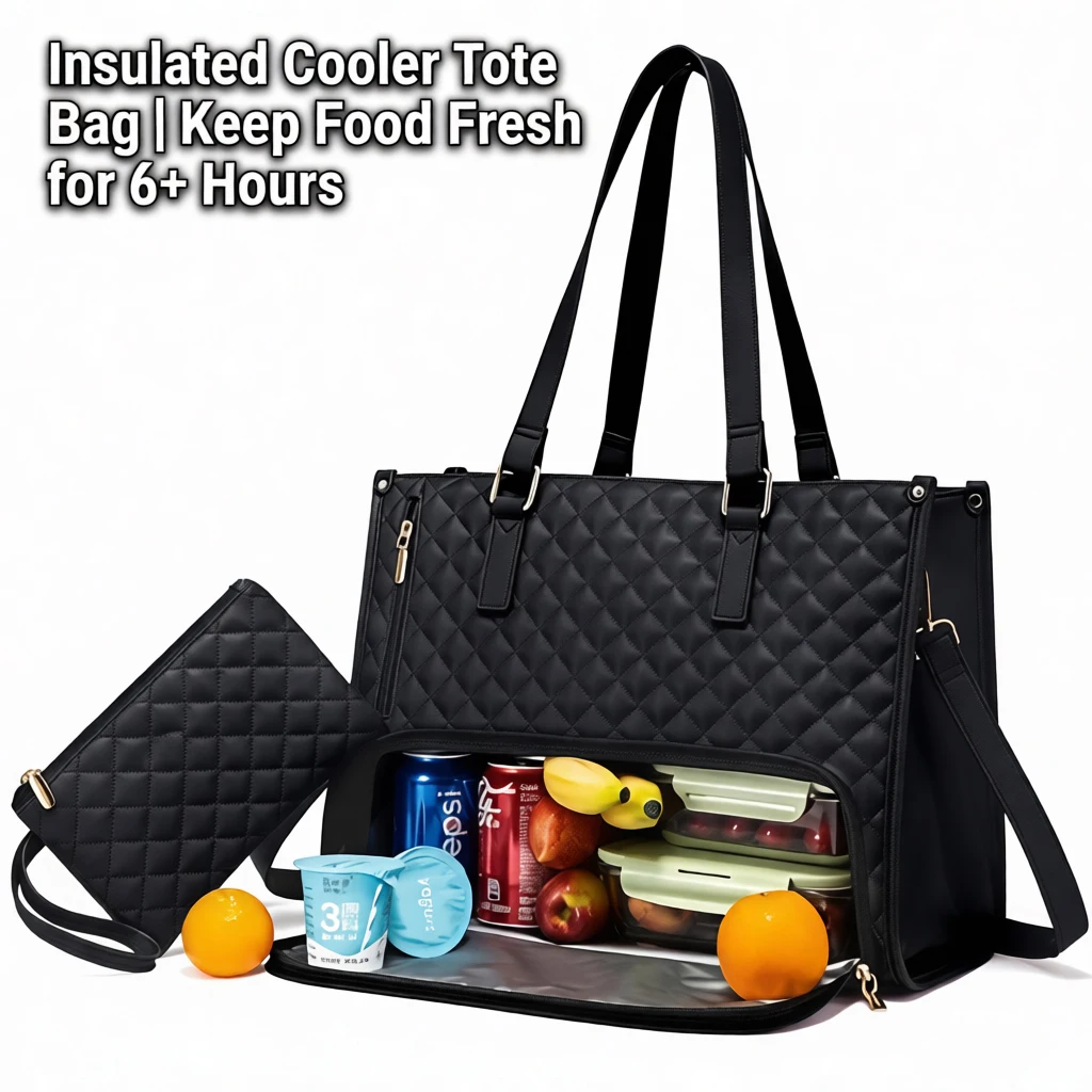 

2 in 1 Portable Lunch Tote woman Bag Quilted Multi Purpose Insulated Shoulder Pouch Makeup Durable Waterproof outdoor Travel Bag