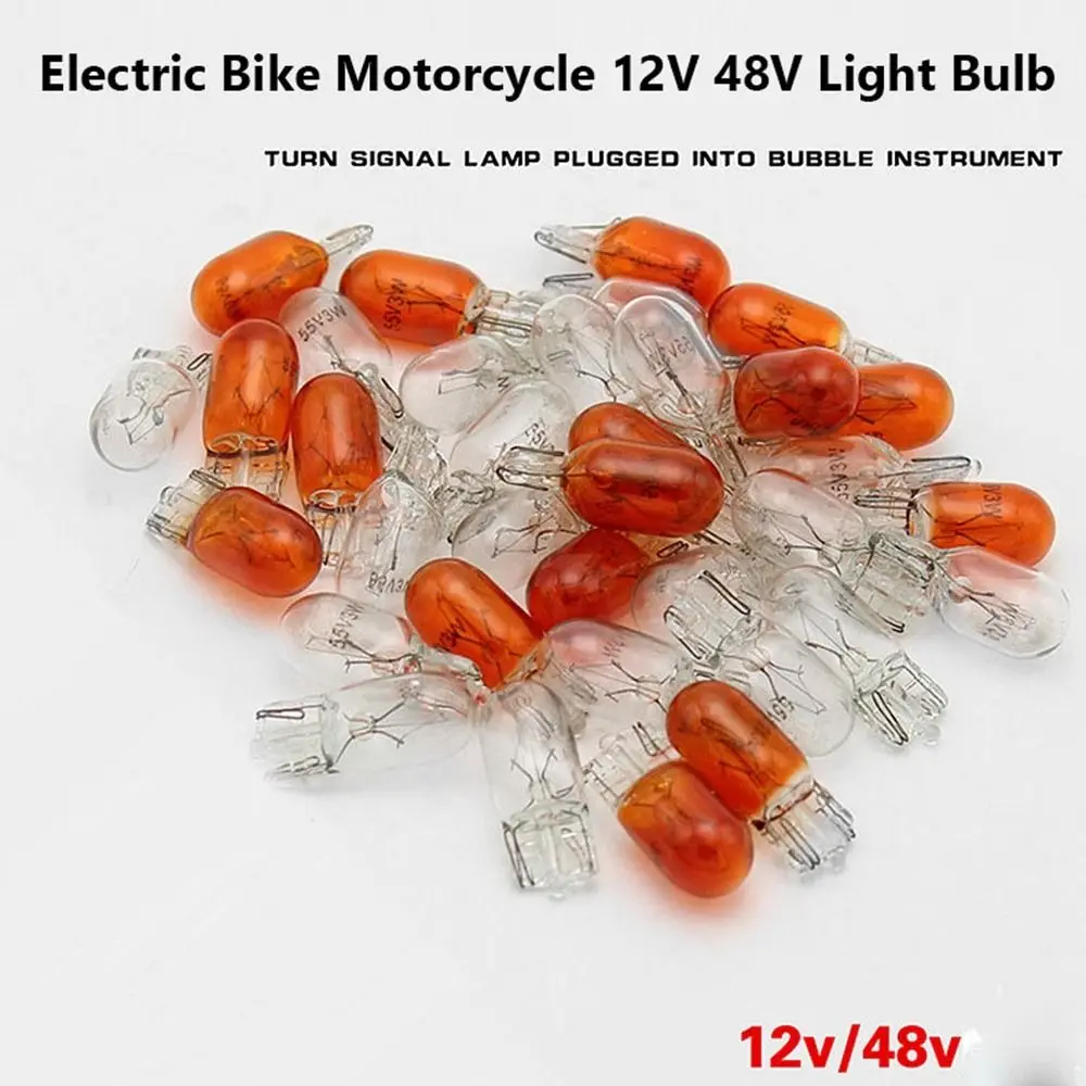 10pcs New 12v 48v Electric Bike Accessories White/Red Glass Motorcycle Bulb Plug-in Bulb Electric Bike Parts