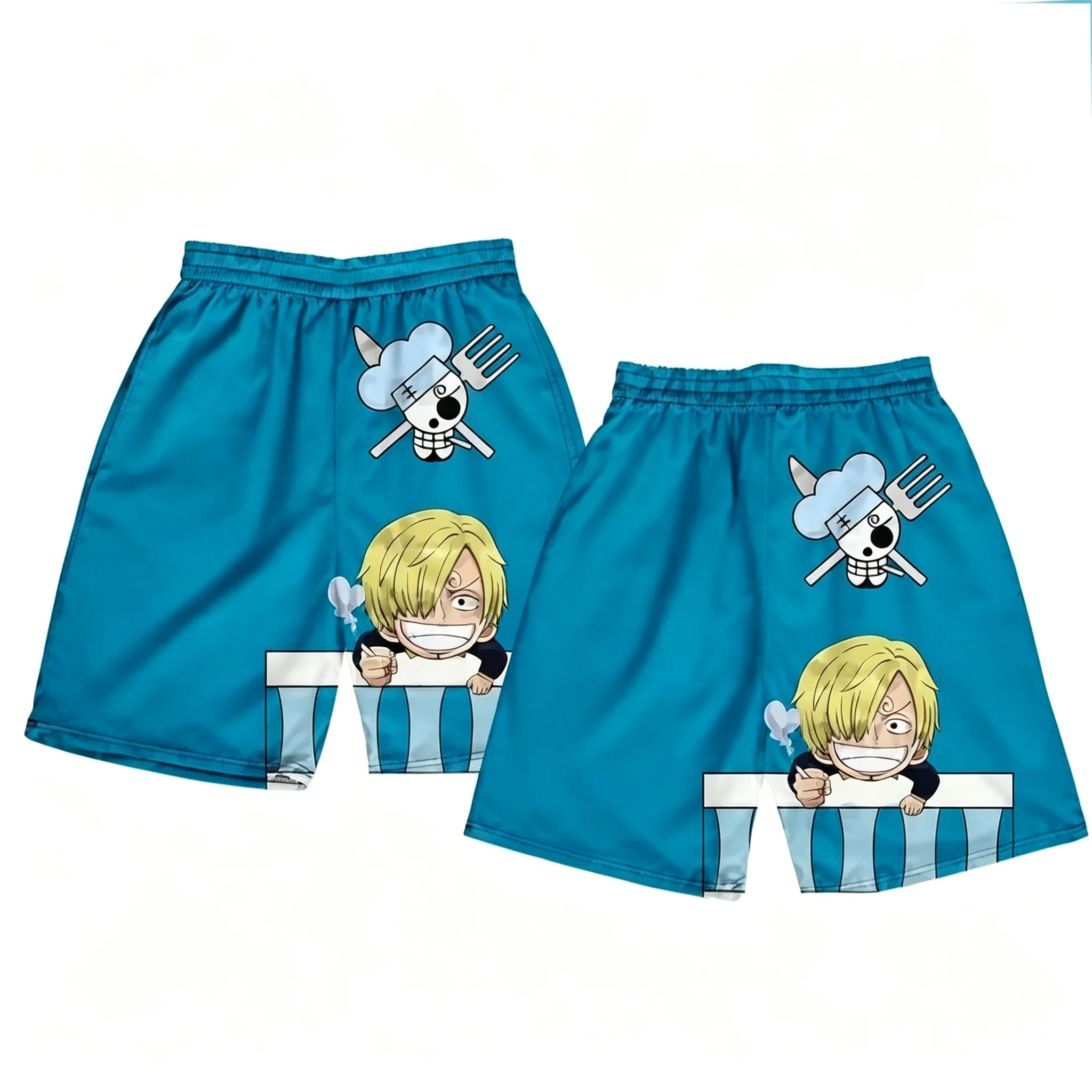2026 One Piece Quick-Dry Basketball Shorts for Men - Luffy Straw Hat Jolly Roger Print Suitable for Daily and Training Wear
