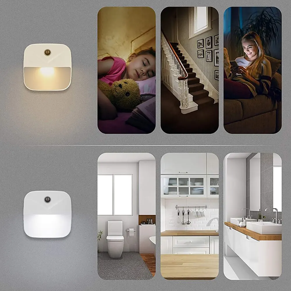 LED Night Light, EU Plug-in Smart Wireless Light Control Sensor Light, 220V Wall Light For Home Corridors, Bathrooms, Hallways