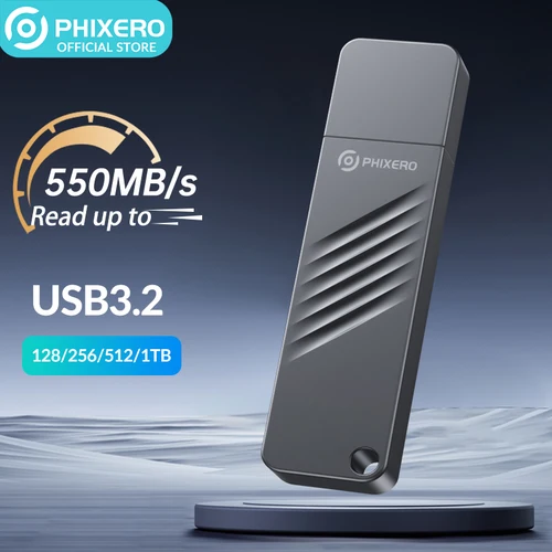 PHIXERO 미니 솔리드 스테이트 U 디스크, USB 3.2 플래시 드라이브 스틱, 펜 드라이브, 128 GB, 1TB 메모리 저장, 펜 드라이버 디스크 온 키, USSD 3.0, 1TB  Best5