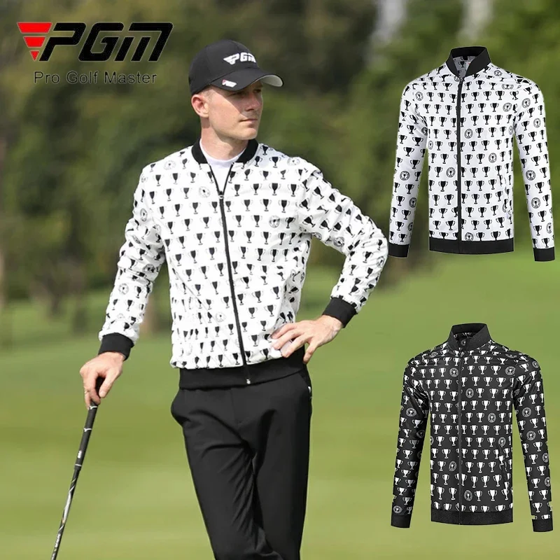 

PGM Men Golf Jackets Male Waterproof Windproof Coat Men Printed Full Zipper Casual Golf Coat Spring Windproof Windbreaker Jacket