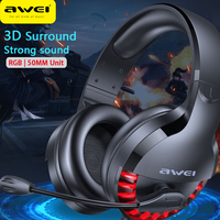 Awei ES-770I Wired Gaming Headphones 3.5mm Plug Gamer Laptop Headset Surround Sound with Mic for PC Computer 50MM Driver Earbuds