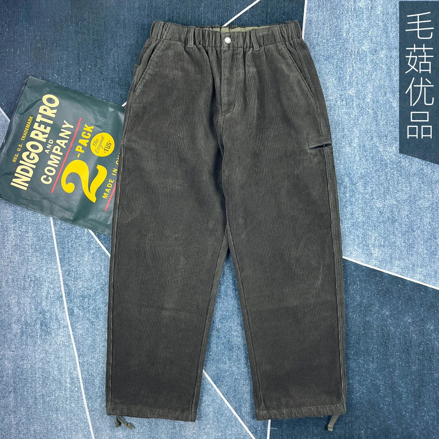 

Winter 100% Cotton Fleece-lined Thick Bold Stripe Trousers Japanese Workwear-style Corduroy Casual Loose Straight Pants for Men