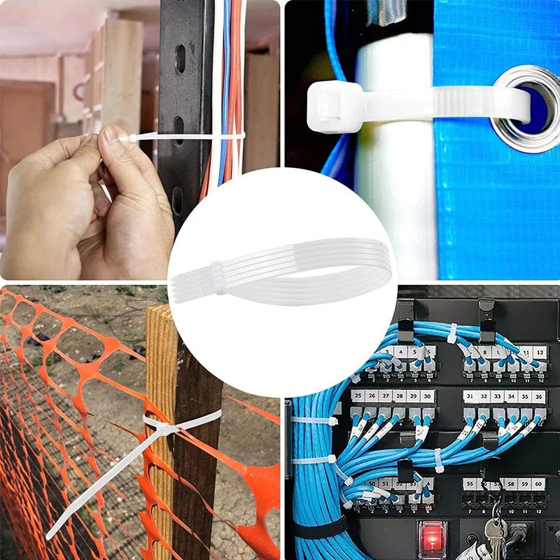 Nylon Cable Ties – Wire Bundling, Pipe Fixing, Self-Locking, Tighter When Pulled, Thickened Buckle