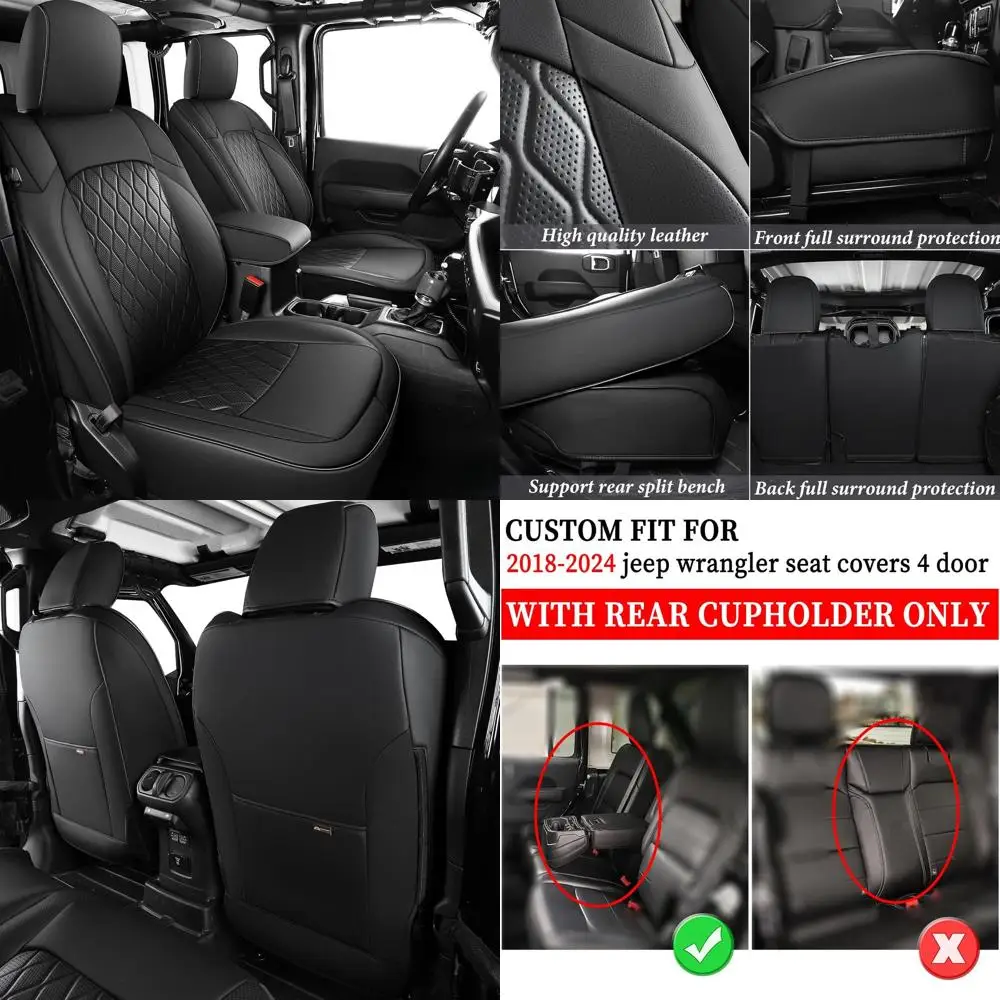 

Полный комплект чехлов на сиденья для Jeep Wrangler, водонепроницаемые чехлы на автомобильные сиденья для автомобильных грузовиков, чехлы на сиденья на заказ, подходят для Jeep 2018-2024 гг.