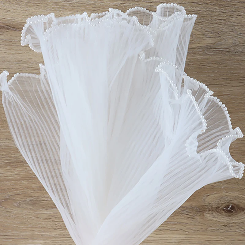 (4 Yards/bag) 28cm Wave Yarn Pearl Edge Yarn Valentine\'s Day Gift Flower Packaging Material Wedding Decoration Lace Handmade DIY