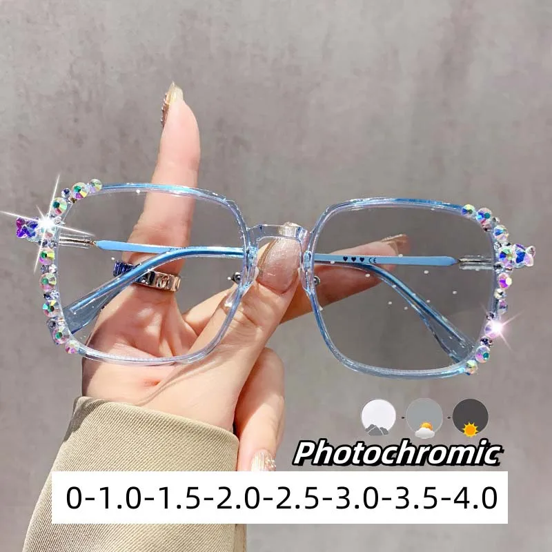 

Color Changing Anti Blue Myopia Glasses Outdoor Anti Radiation Photochromic Near Sight Eyewear Luxury HD Eye Protection Goggle