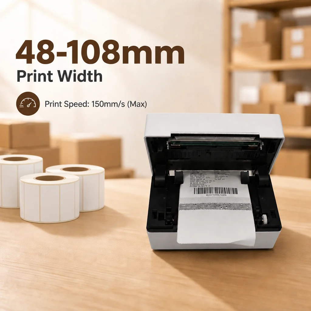 110mm Thermal Shipping Label Sticker Printer Wireless Bluetooth Packages Waybill Printing Machine without Paper Tray view 5