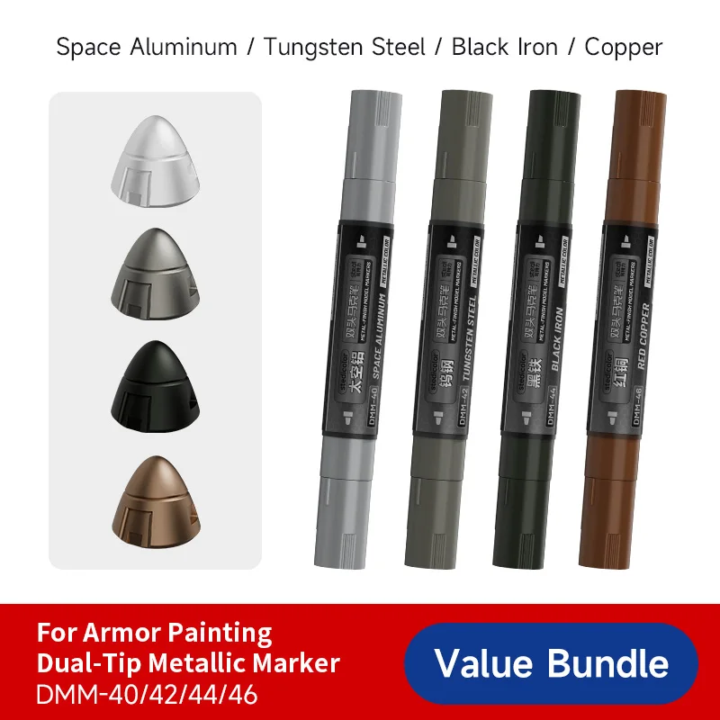 STEDI Watergebaseerde Metallic Finish Dubbelpuntige Marker Pen Harde Punt Fijne & Platte Punt voor Gundam Gunpla Mecha Model Schilderijgereedschap