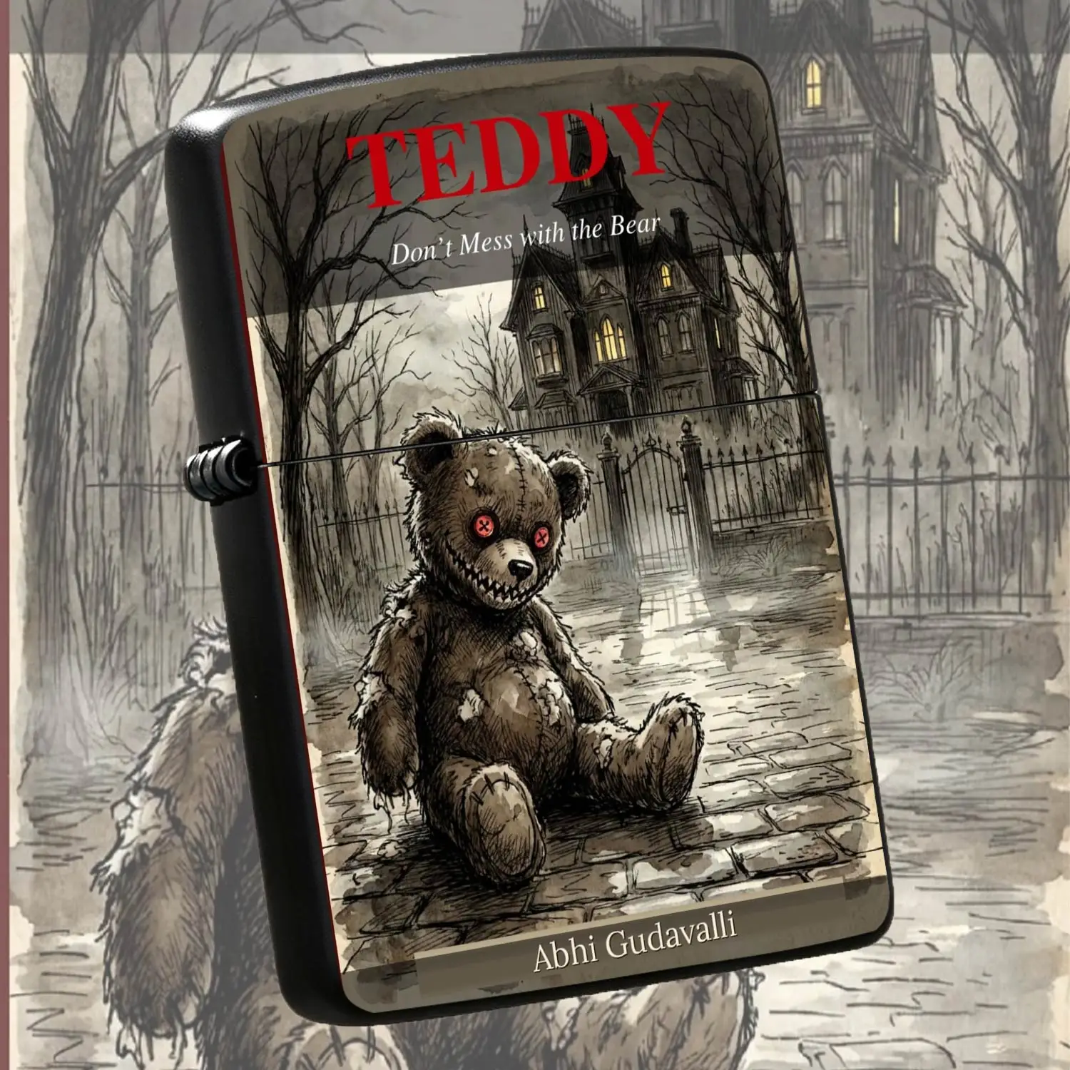 Horror Teddy Themed Portable Lighter, Spooky Dark Aesthetic Unique Decor Accessory, Suitable for Daily Outdoor Camping, Candle and Incense Lighting, Creative Niche Gift for Haunted House Thriller A Humorous And Interesting Lighter