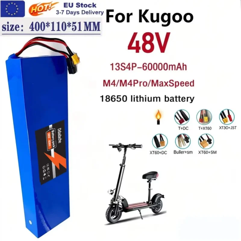 Original 48V Lithium-Ionen-Akku 48V 60Ah 2000W 13S4P Lithium-Ionen-Akkupack für 54,6V CitycocoBMS Elektroroller