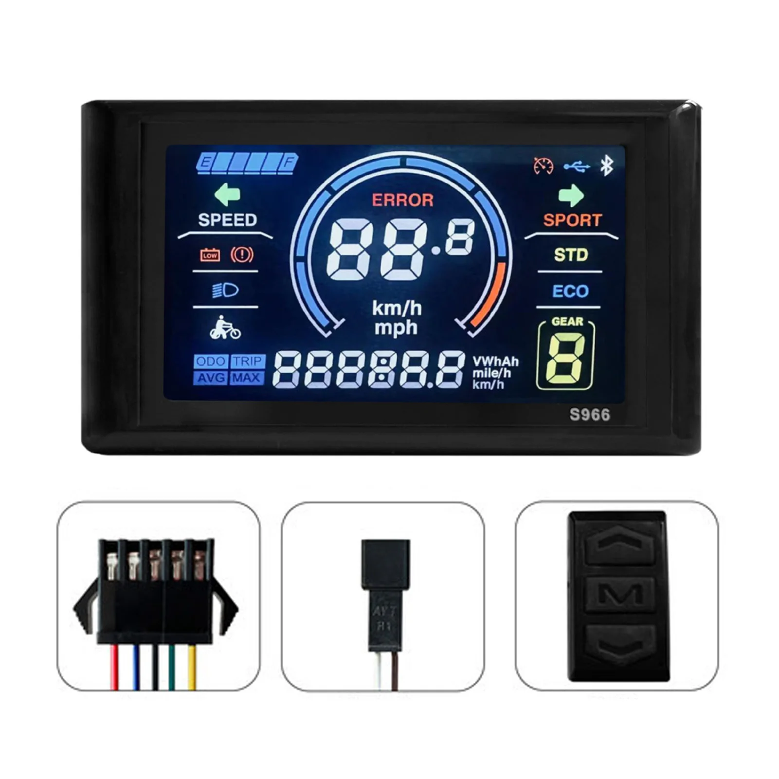 24 bis 72V Elektrofahrrad LCD-Display 5-Pin LCD S966 Smart-Farbbildschirm Wasserdichtes MTB-Bedienfeld Geeignet für Nr. 2 Protokoll – Detail 3