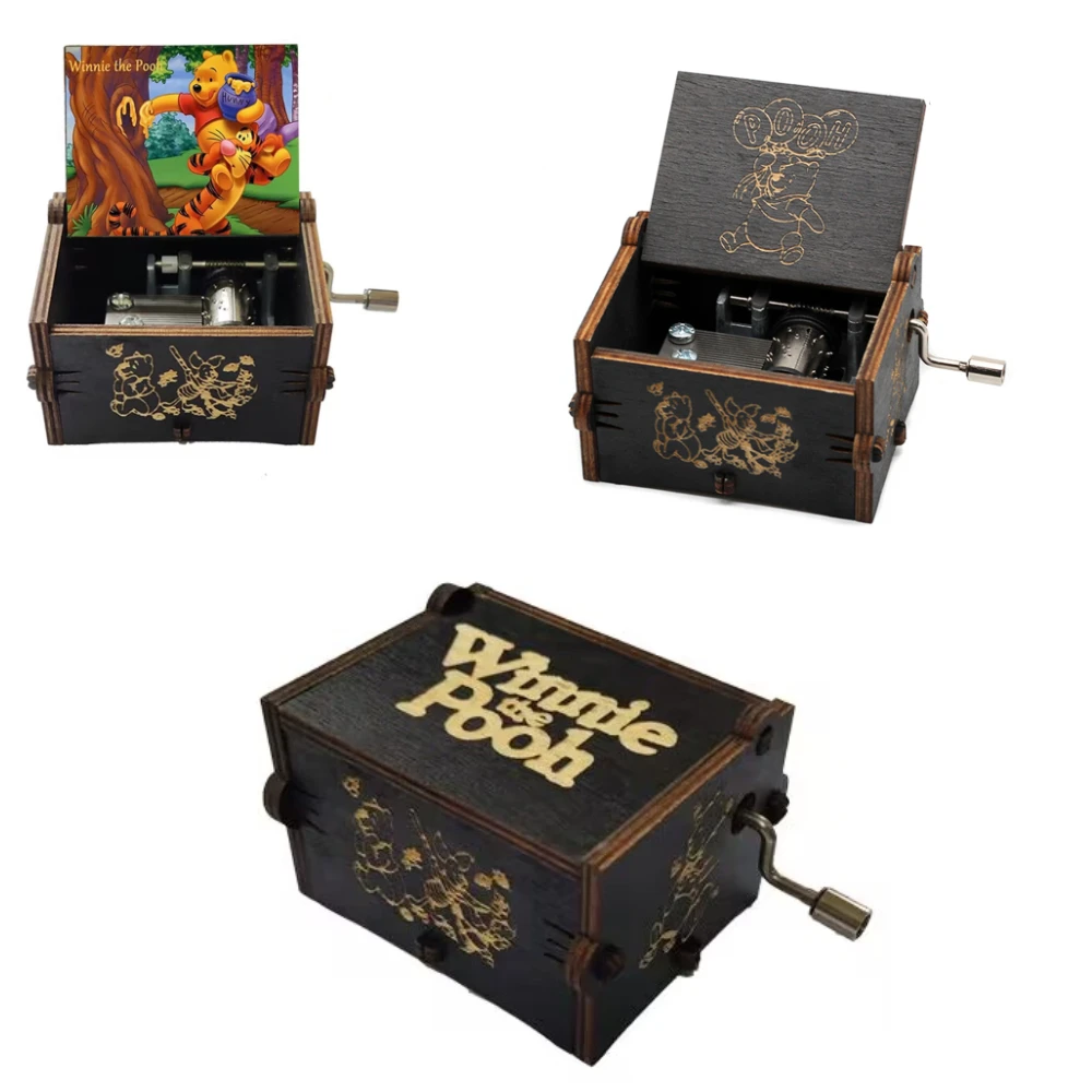 ديزني ليلو وستيتش فروزن صندوق تشغيل الموسيقى الخشبي خمر صندوق موسيقي مكرنك يدويا الأطفال يعرض هدايا عيد الميلاد عيد الميلاد #3