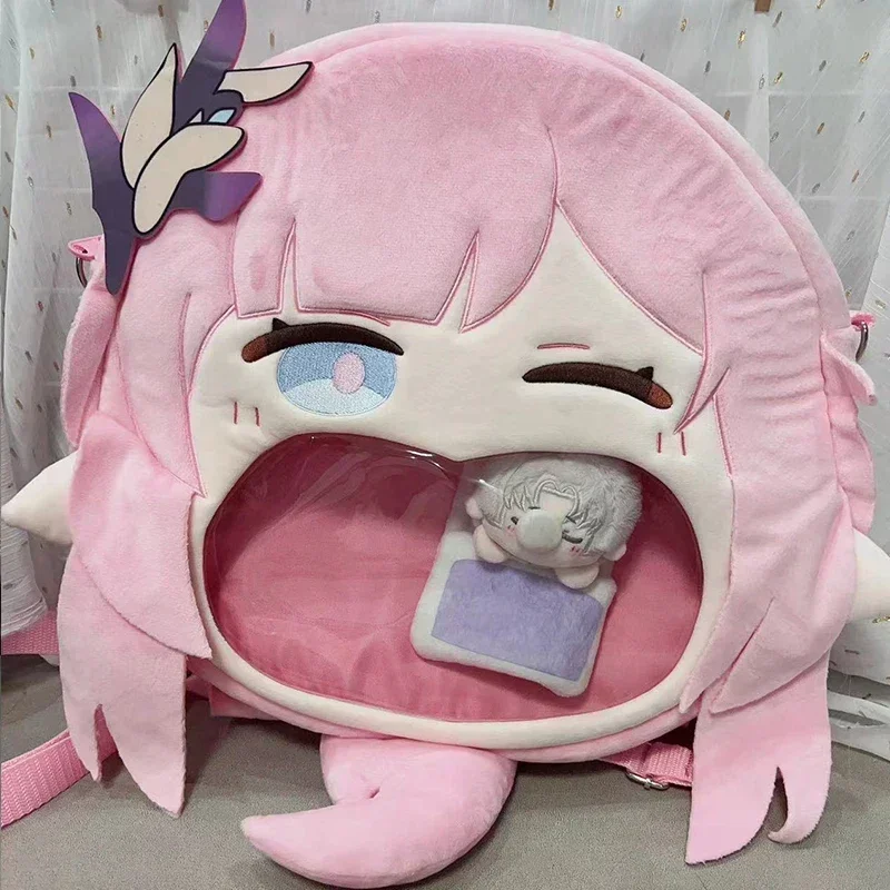 เกม Honkai Impact 3 3rd Elysia Cosplay กระเป๋าตุ๊กตาปากใหญ่หน้ายิ้มโปร่งใสอิทาแบ็กกระเป๋าเป้สะพายหลังกระเป๋าสะพายข้างกระเป๋าสะพายกระเป๋าสตางค์