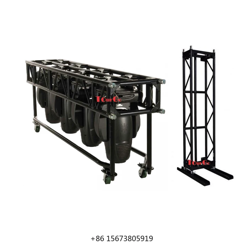 Estructura de aluminio de 10 pies para escenario, portátil, para actividades de espectáculos, iluminación de cabezal móvil, negra, de un solo nivel, tipo PRT Touring, pre-montada
