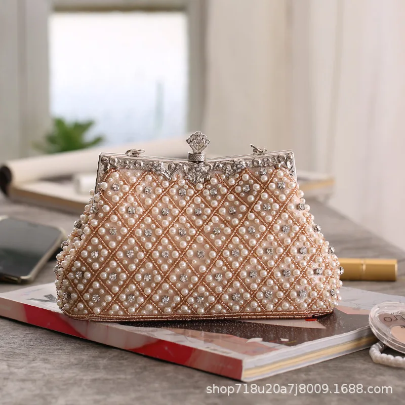 

Party Hand Bag Designer Women shoulder Bags Fashion Beaded Clutch Bag Rhinestones Buckle Wedding Evening Bag