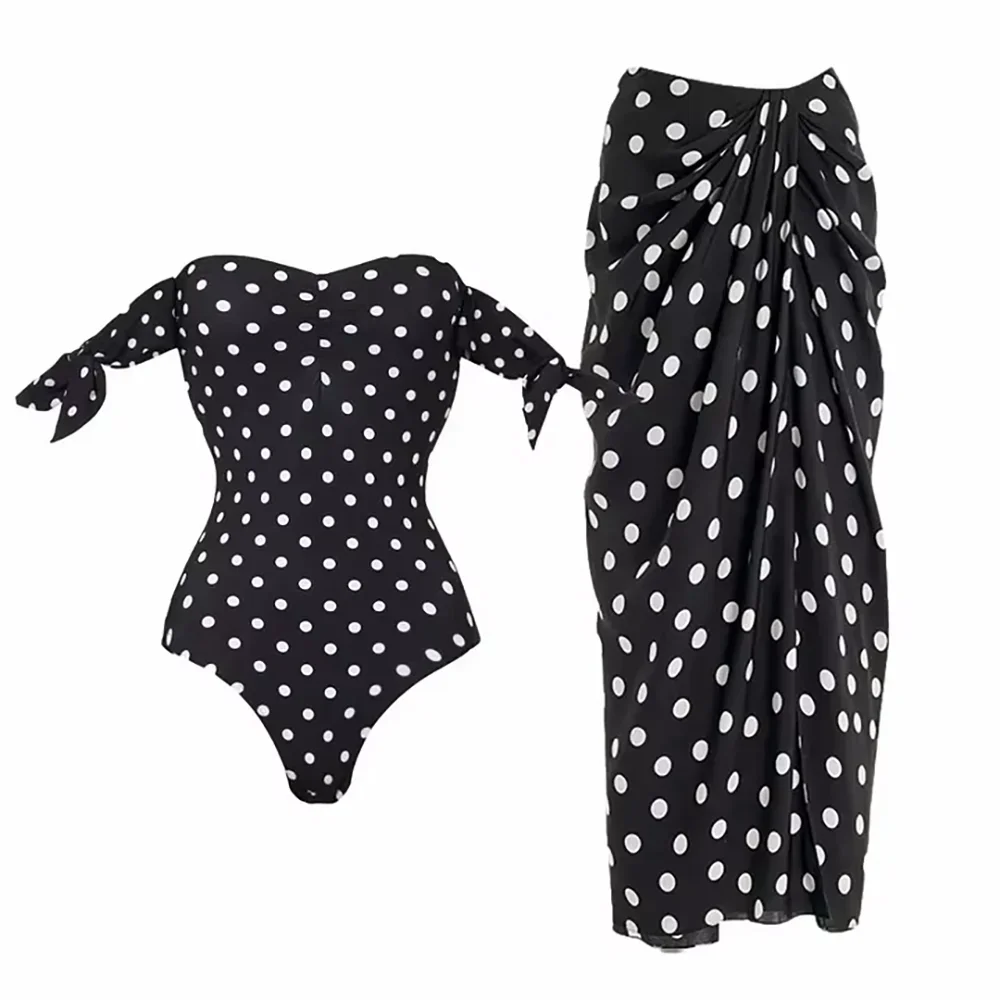 Sexy One Piece Swimsuit With Cover Up Hollow Swimwear Women Off Shoulder Swim Suits Patchwork Bathsuit Belt Bodysuit Beachwear