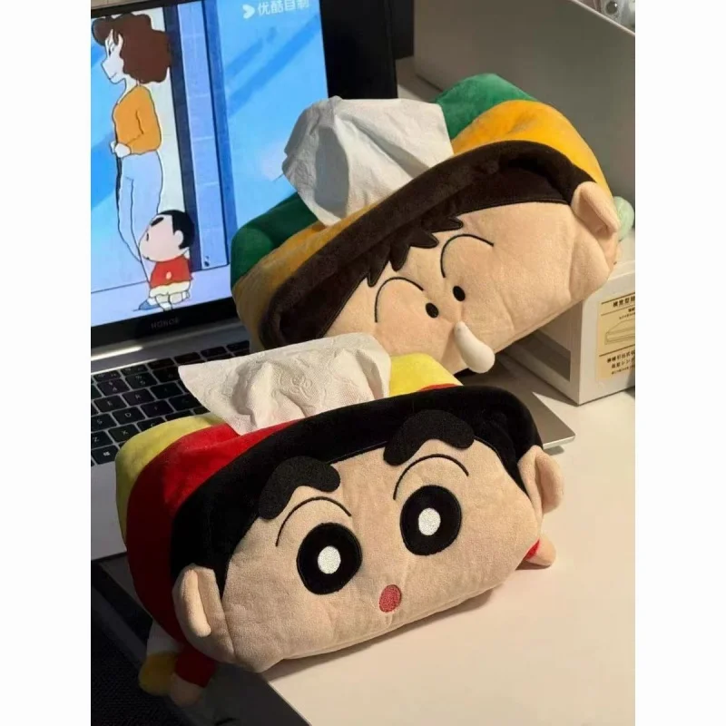 

New Kawaii Crayon Shin chan Big Nose Doll Cute Cartoon Girl Heart Tissue Set Car Storage Home Storage Tissue Set Drawn Paper Box