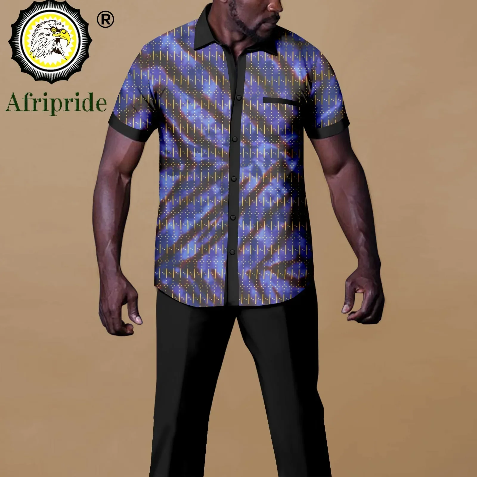 African Outfits for Men Tracksuit Short Sleeve Print Shirts and Pants Set Dashiki Outfits Plus Size Casual Sweatsuits A2216089