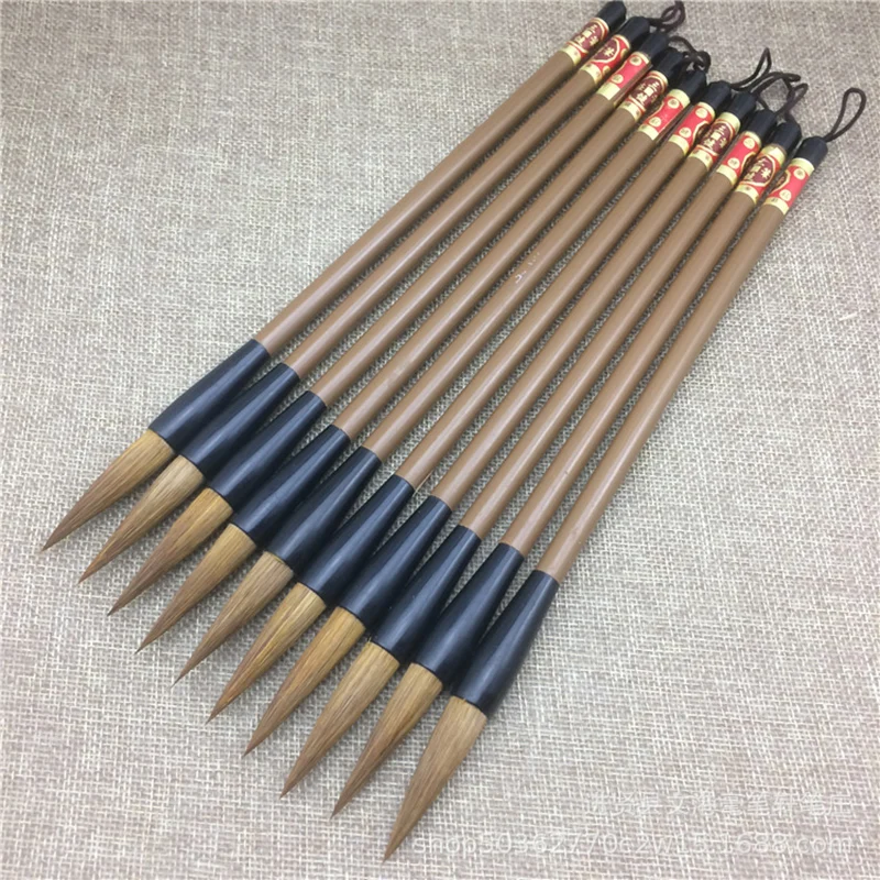 5PCS Bamboo Calligraphy Brush Pen Wool Chinese Calligraphy Painting Brush Pen Weasel Hair Regular Script Writing Brush