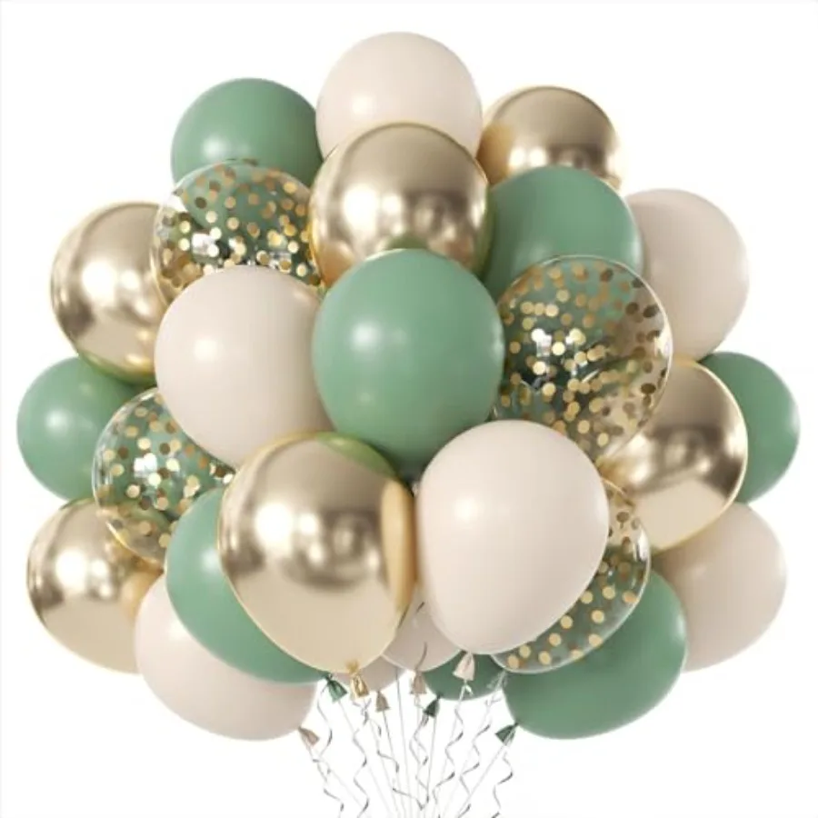 

Balloons - 50 pcs 12 inch Olive Metallic Confetti Balloons for Birthday Baby Shower Wedding Bridal Shower Party Decorations