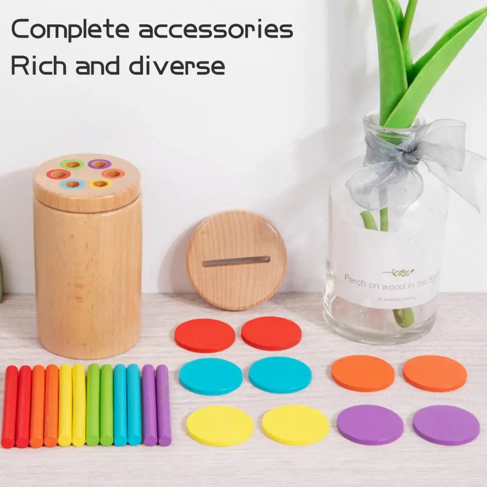 Hand-eye Coordination Game Wooden Montessori Color Sorting Toy Set for Toddlers Fine Motor Skills Learning Game with Colored