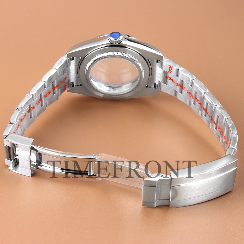 With Dial Hands Oyster Bracelet Set Watch Case 36mm/39mm Sapphire Glass For NH35 NH36 Movement Silver Waterproof DATEJUST Case