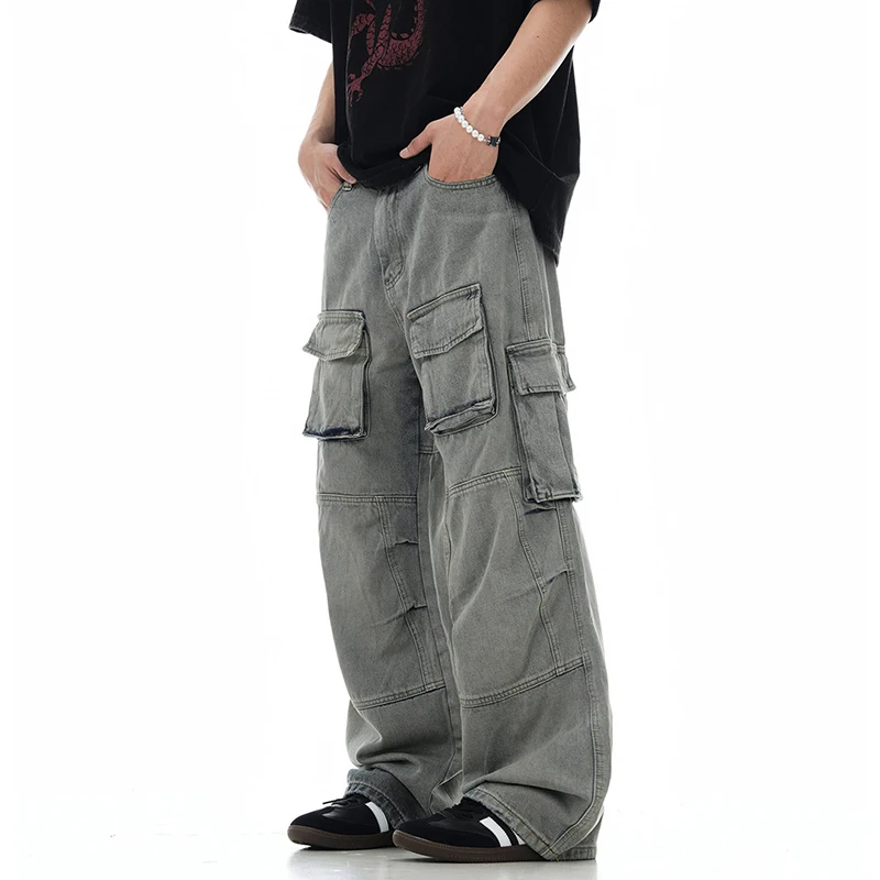 IEFB American Multi-pocket Overalls Washed To Make Old High Street Straight Wide Leg Cargo Pants Worn-out 2024 Autumn 28W3875