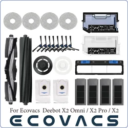 For Ecovacs Debot X2/X2 Omni/X2 Pro PLUS Accessories Roller Main Side Brush Cover Hepa Filter Mop Cloths Dust Bag Spare Part