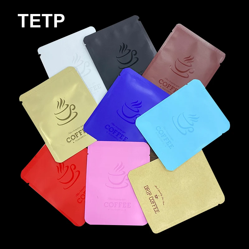 TETP 100Pcs Hand Brewed Coffee Powder Packaging Bags Machine Hot Seal Tea Portable Hanging Ear Coffee Packaging Foil Bag