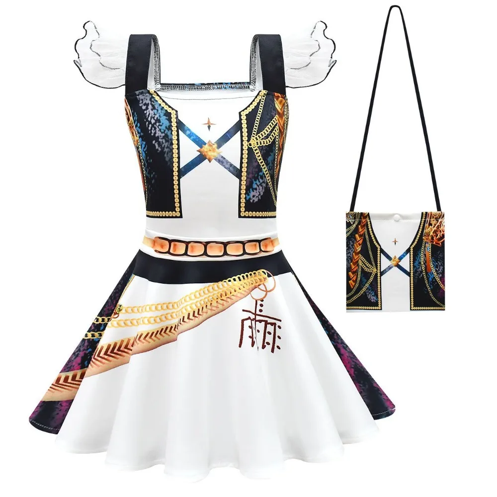 

KPop Demon Hunters Kids Cosplay Costume Fashion Girls Idol Rumi Mira Anime Flutter Sleeve Dress Halloween Carnival Party Clothes