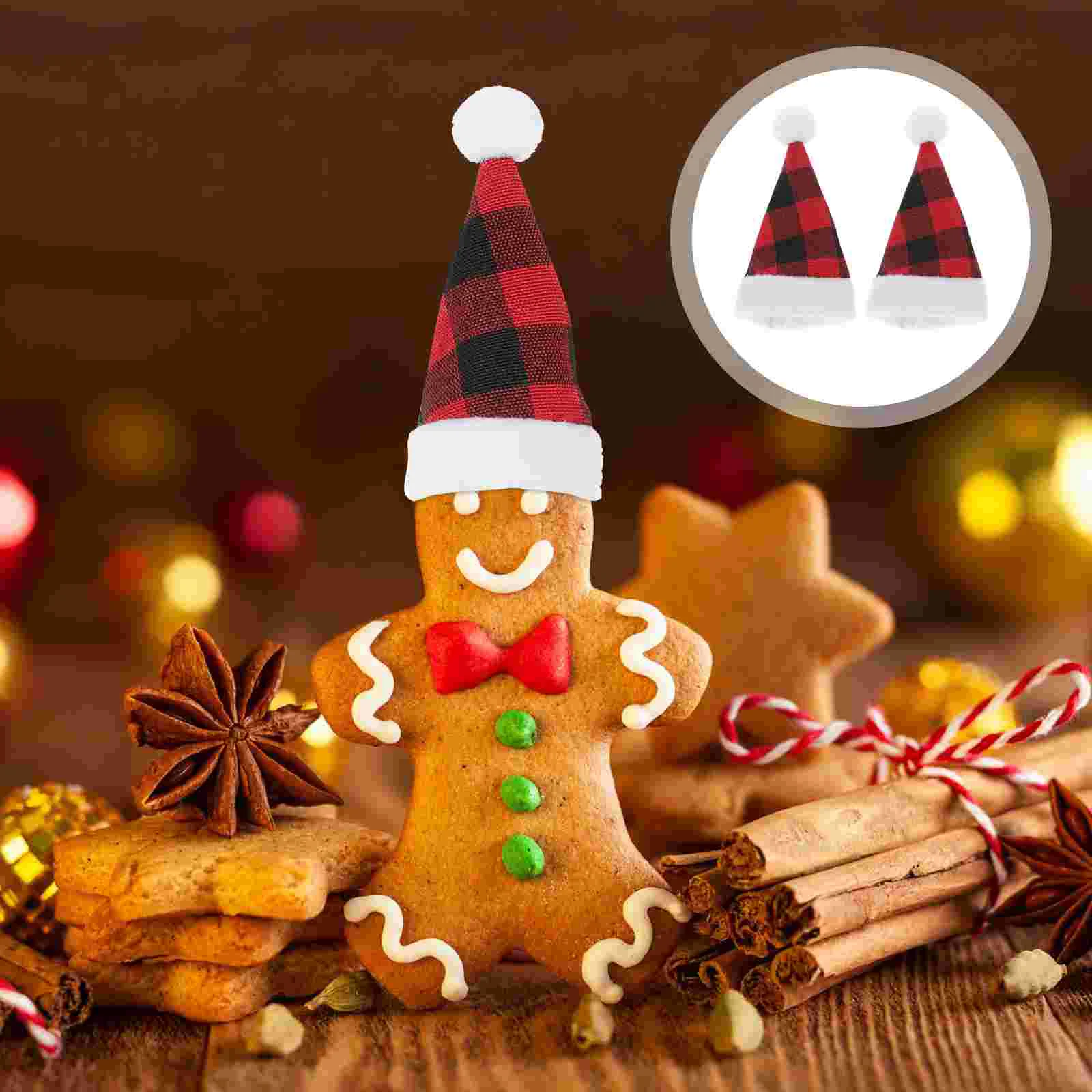 

10 Pcs Mini Santa Hat Lollipop Candy Christmas Utensil Holder for Party Cloth DIY Crafts Accessory