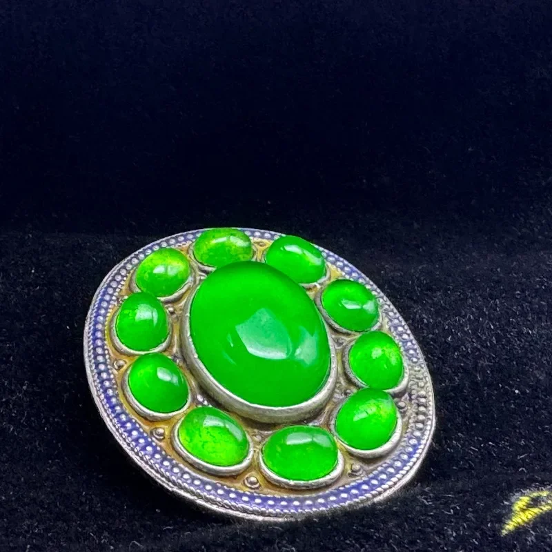 vintage-old-silver-belt-buckle-cloisonne-inlaid-red-blue-star-gemstone-antique-ethnic-waist-accessory