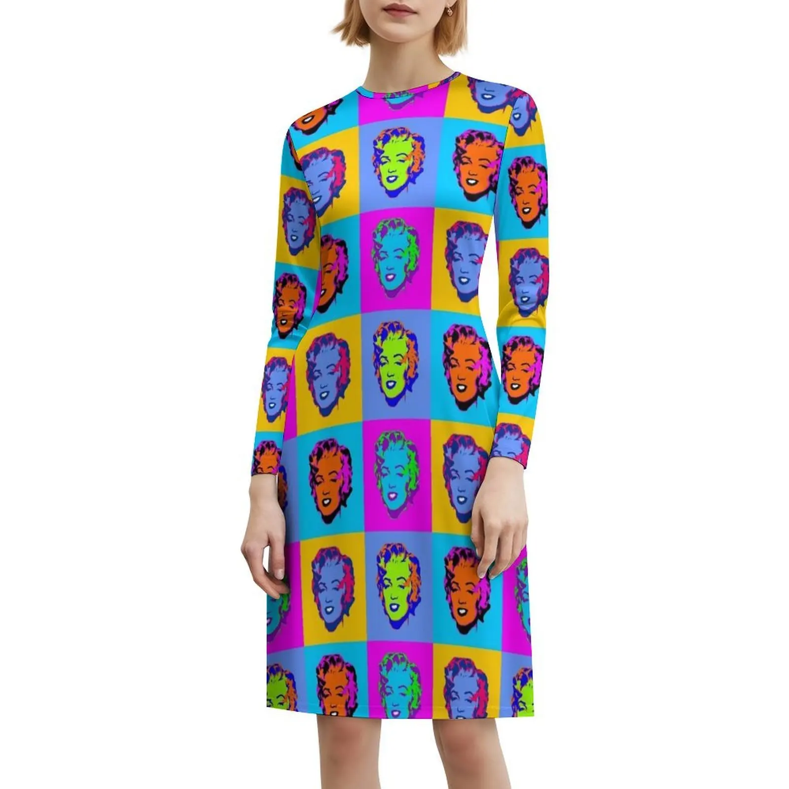 مارلين مونرو |   فستان حفلات نسائي من Pop Art ملابس خروج عصرية مطبوعة للنادي للسيدات أيقونة مونرو المشاهير ناقلات
