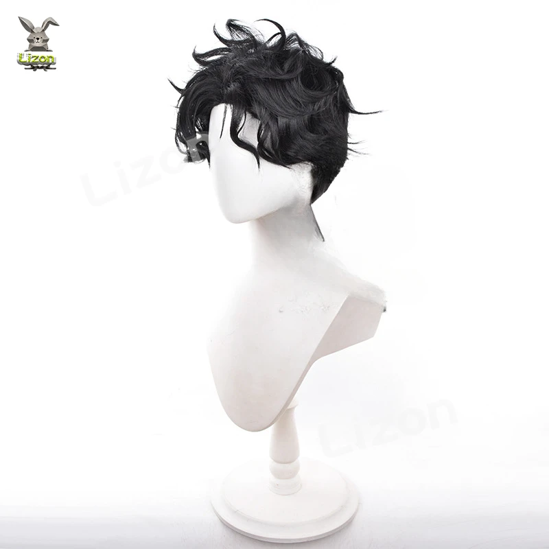 Ken Takakura Wig Anime Dandadan Cosplay Black Short Curly Wig for Men Heat Resistant Synthetic Hair Costume Role Play Wigs