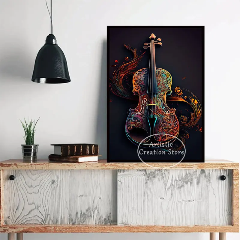 Vintage Violin Music Art Poster Music Art Print Canvas and Painting Wall Pictures for Living Room Studio Room Home Decor Gift