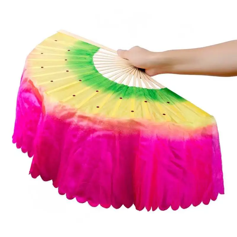 

Adult Bamboo Belly Dance Fan Half Circle Silk Veil Hand Fan for Women Men Stage Performance Accessory Show Chinese Dancer Props