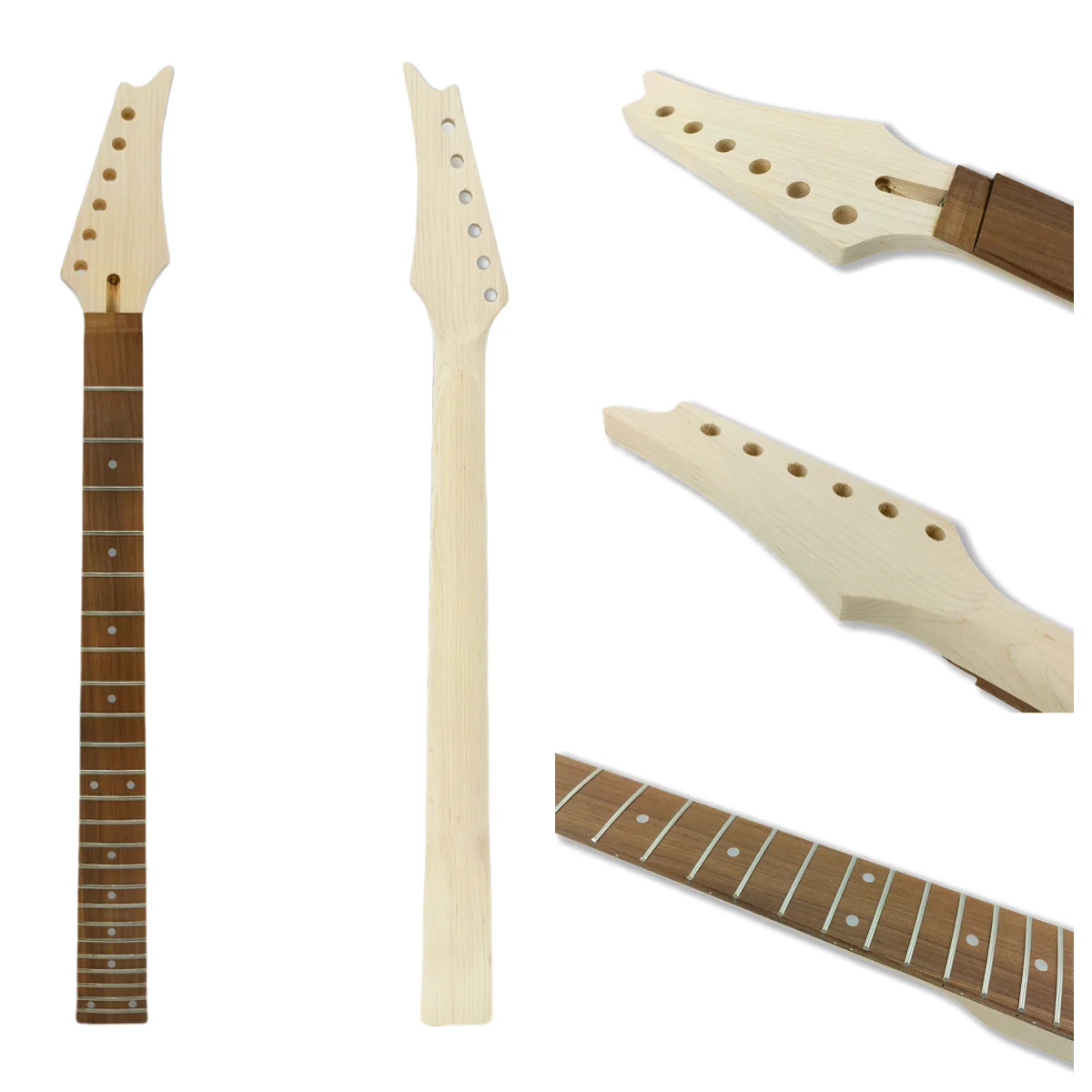 

Maple 24 Fret Electric Guitar Neck New 27 Inch Rosewood Fretboard Dots inlay Unfinished Replacement Neck Parts