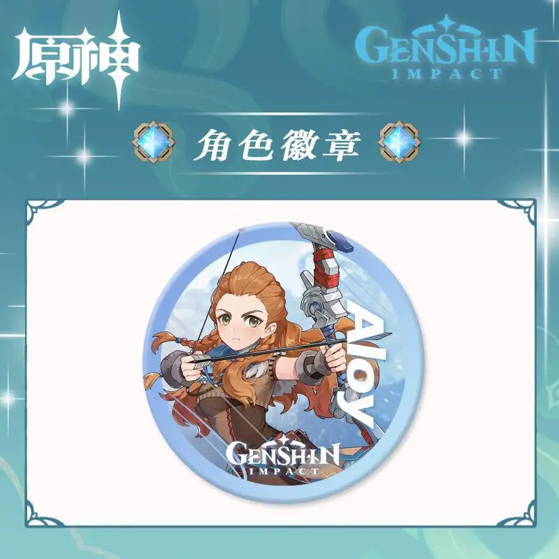 Yuanshen Impact Cartoon Character Surrounding Tinplate Double Flash Badge Backpack Accessories Fixed Clothing Brooch Friend Gift