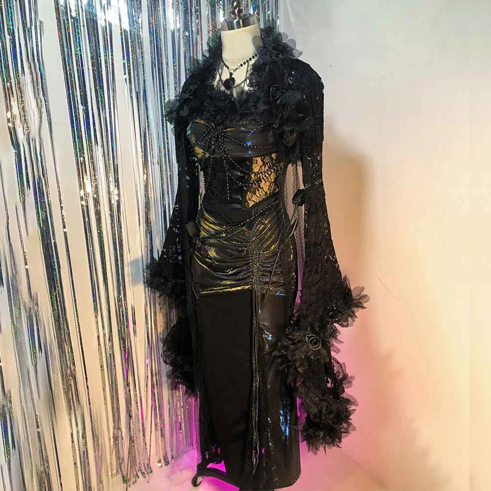 

Kawaii E-Girls Hand Made Hip Hop Cyber Gothic Dress Teen Emo Goth Grunge Punk Rock Eco Chain DIY 90s Y2K TOPS Fairy Harajuku