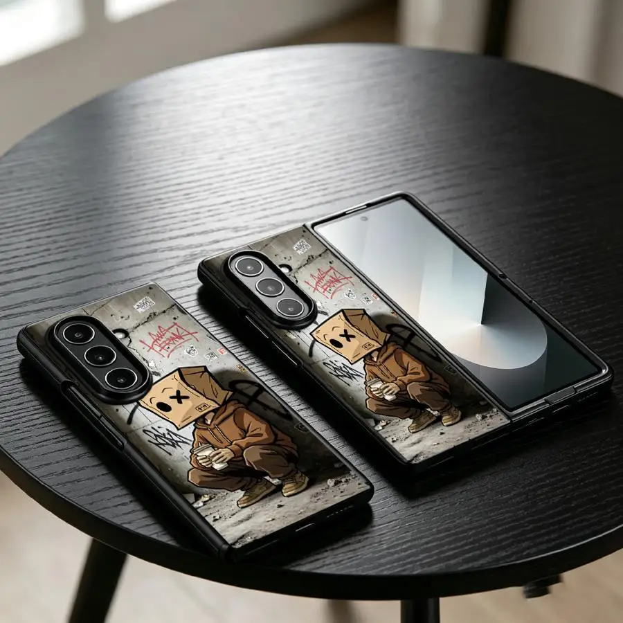 Case for Samsung Galaxy Z Fold 8 ZFold7 ZFold5 ZFold6 Z Fold 7 6 5 4 3 ZFold4 ZFold3 Back Phone Cover Old Wall Sitting Box Man