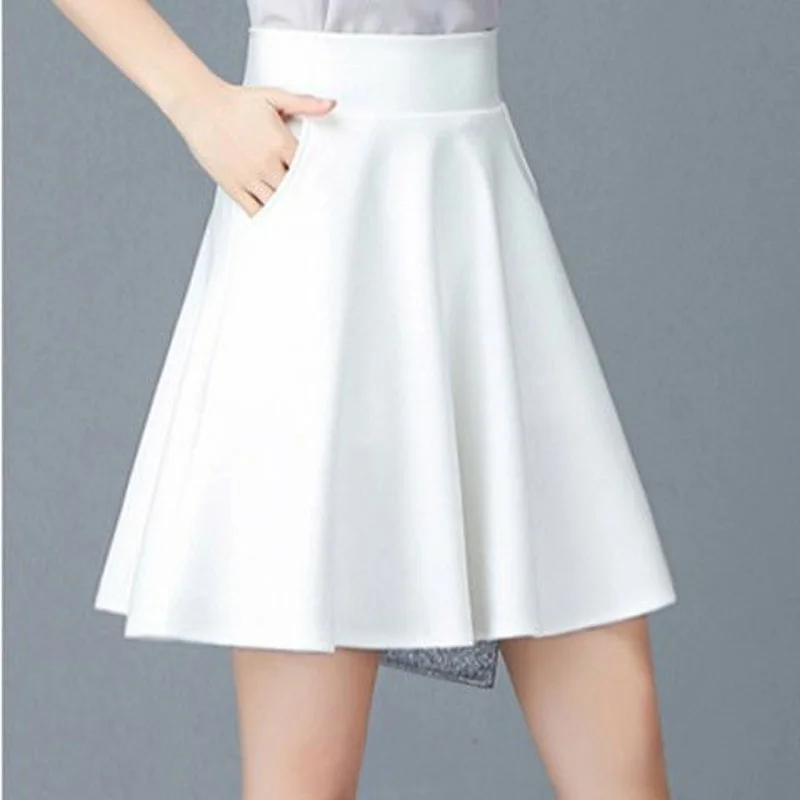 

Юбка А-силуэта с высокой талией, женская, весна-лето, для работы, плиссированная, пышная, базовая, для повседневной носки, корейская, миди-юбка