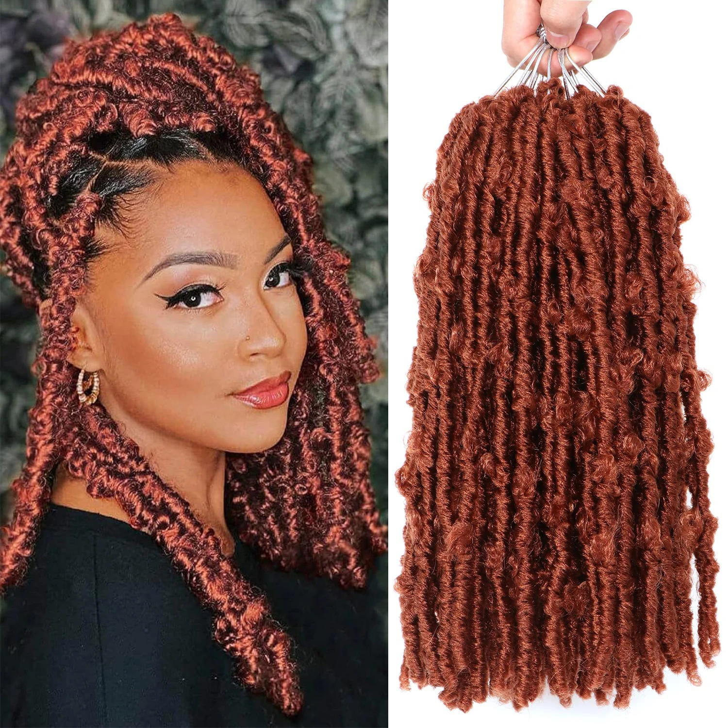 Butterfly Locs Crochet Hair Pre Looped 10/14 Inch Short Distressed Locs Synthetic Soft Locs Crochet Braids Hair Extensions