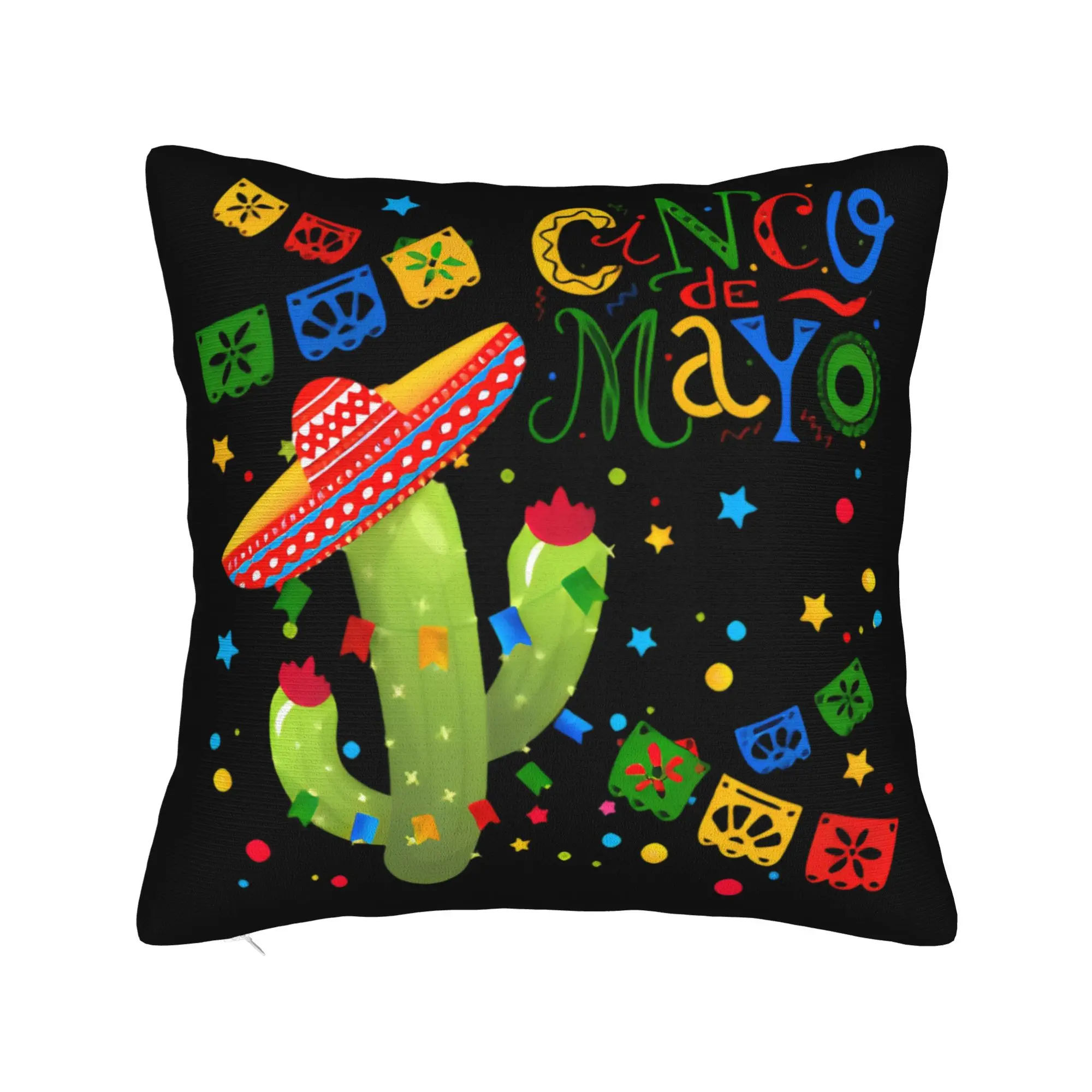 Let's FIESTA Party Printed Pillow Case Mexican Amigo Cinco De Mayo Sombrero Comfy Pillow Cover Novelty Pillowcases