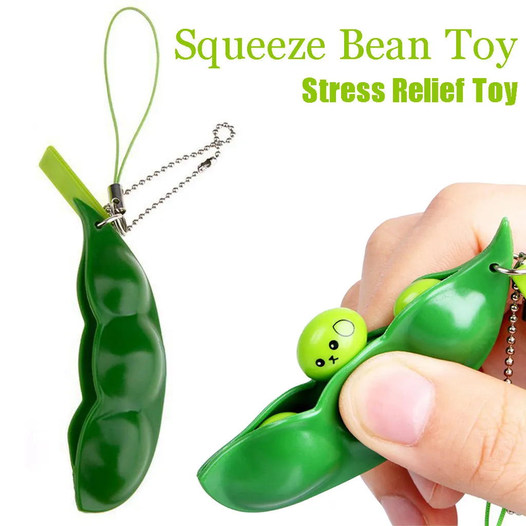 2-20pcs Fidget toy bag Portachiavi stress relief Edamame toy squeeze pea keychain cute stress adult toy keychain