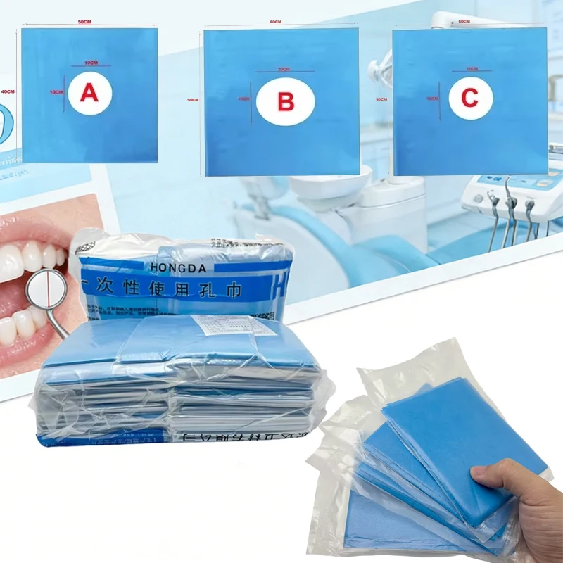 Disposable Nonwoven Drapes Blue Sterile Dental Hole Cover Individually Wrapped Towel