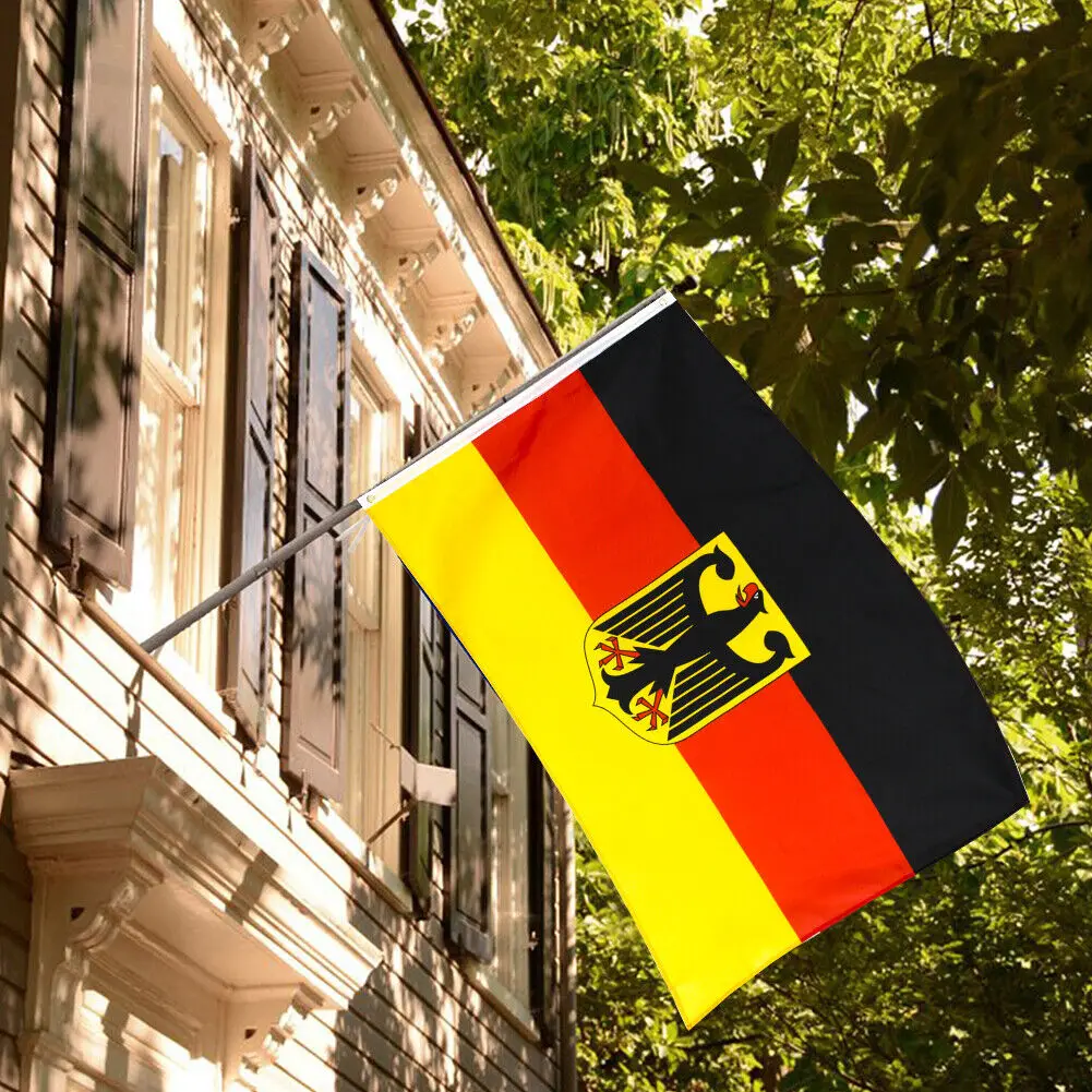 Bandera con emblema nacional de Alemania, 3x5Fts, 90x150cm, doble penetración, poliéster, colgante, bandera con emblema nacional de Alemania