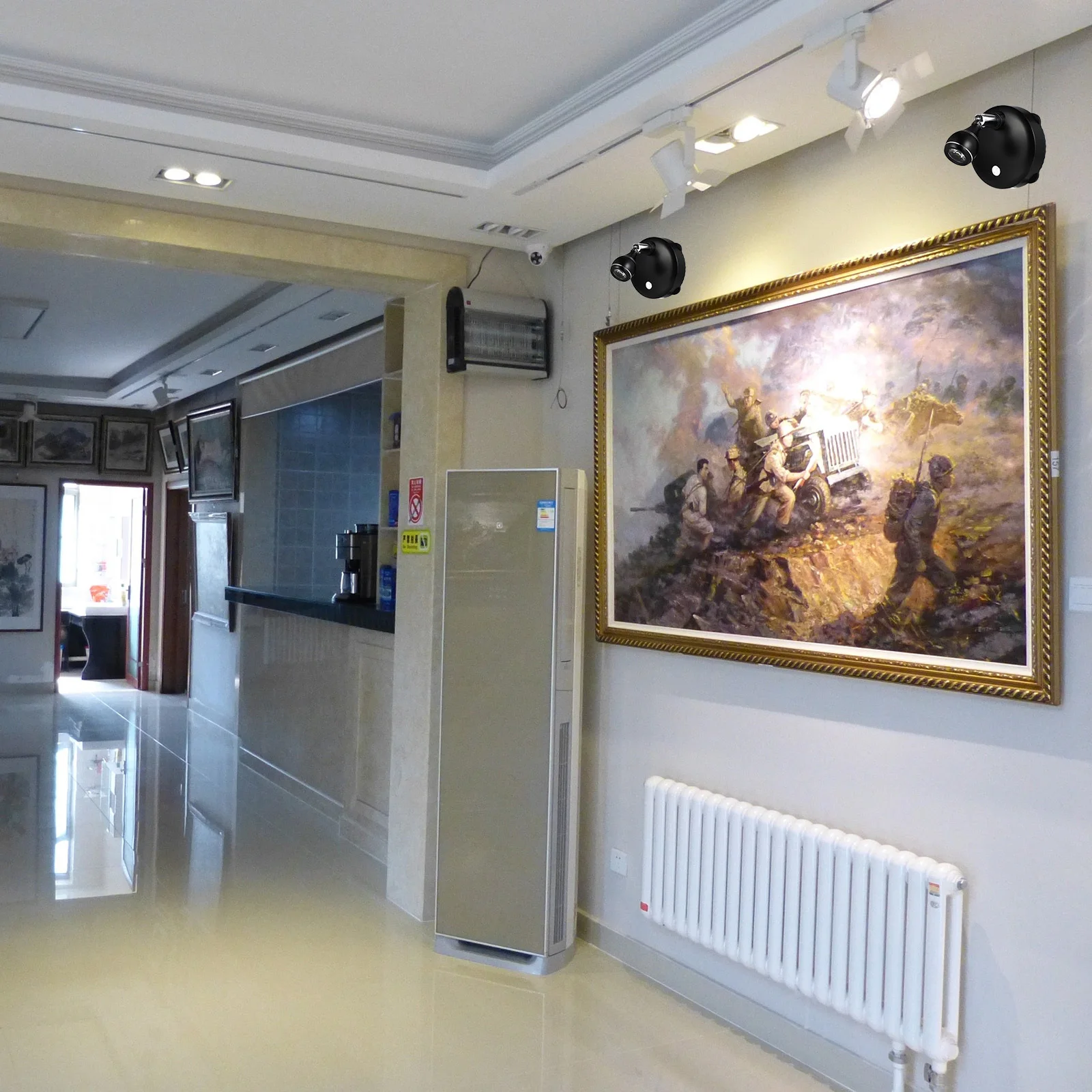 

2Sets Smart Remote Controlled LED Projection Lamps USB Charging Gallery Spotlight Display Cabinet Lamp Wiring Free